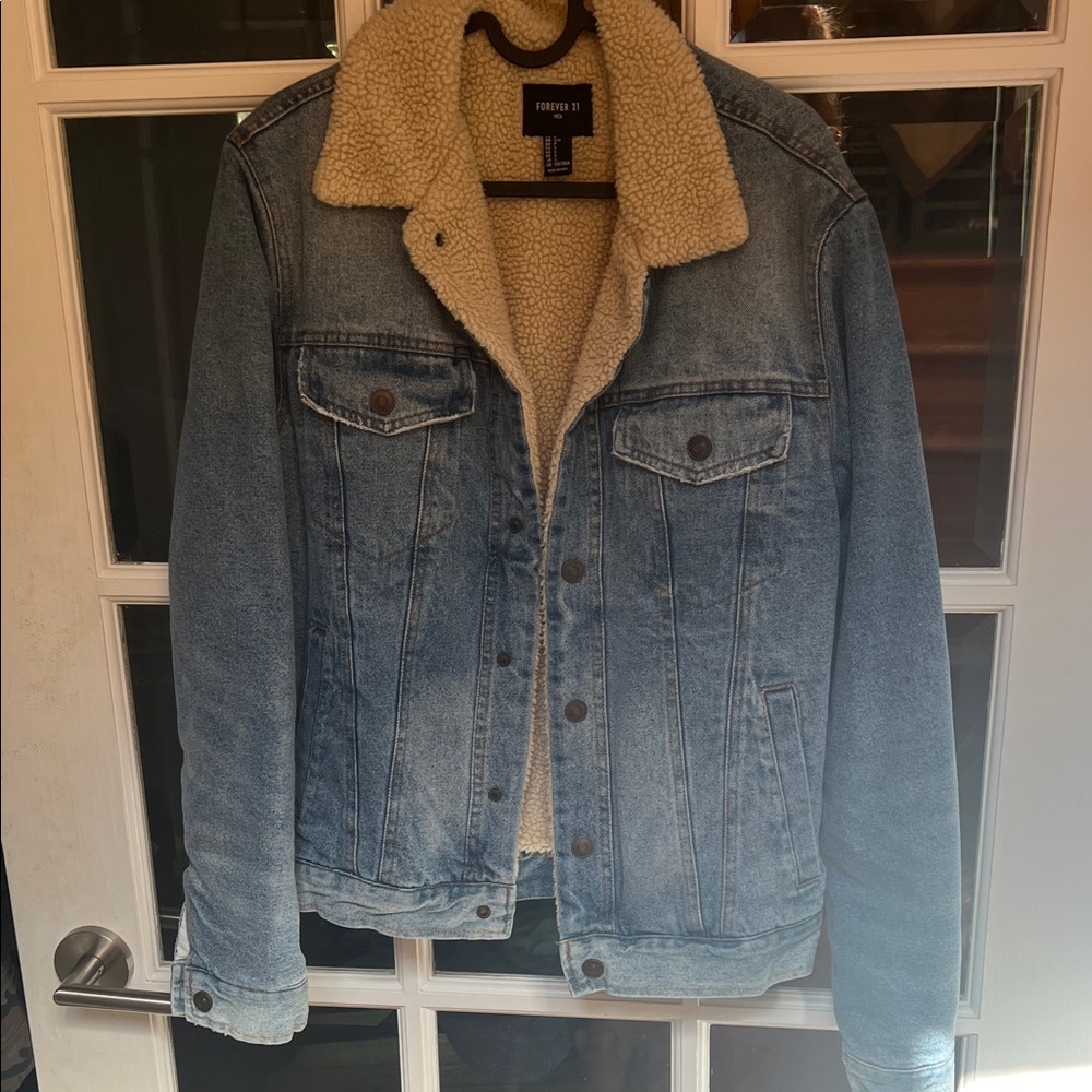 Forever 21 Blue Denim Sherpa Jacket
